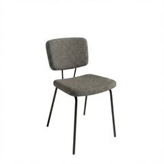 Stoel zonder armleuning met zwart frame en grijze stoffering