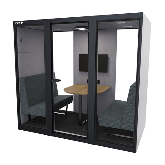 Akoestische-Vergaderruimte-Voorraad-Model-VOX301-Zwart-4-personen-vergaderbox