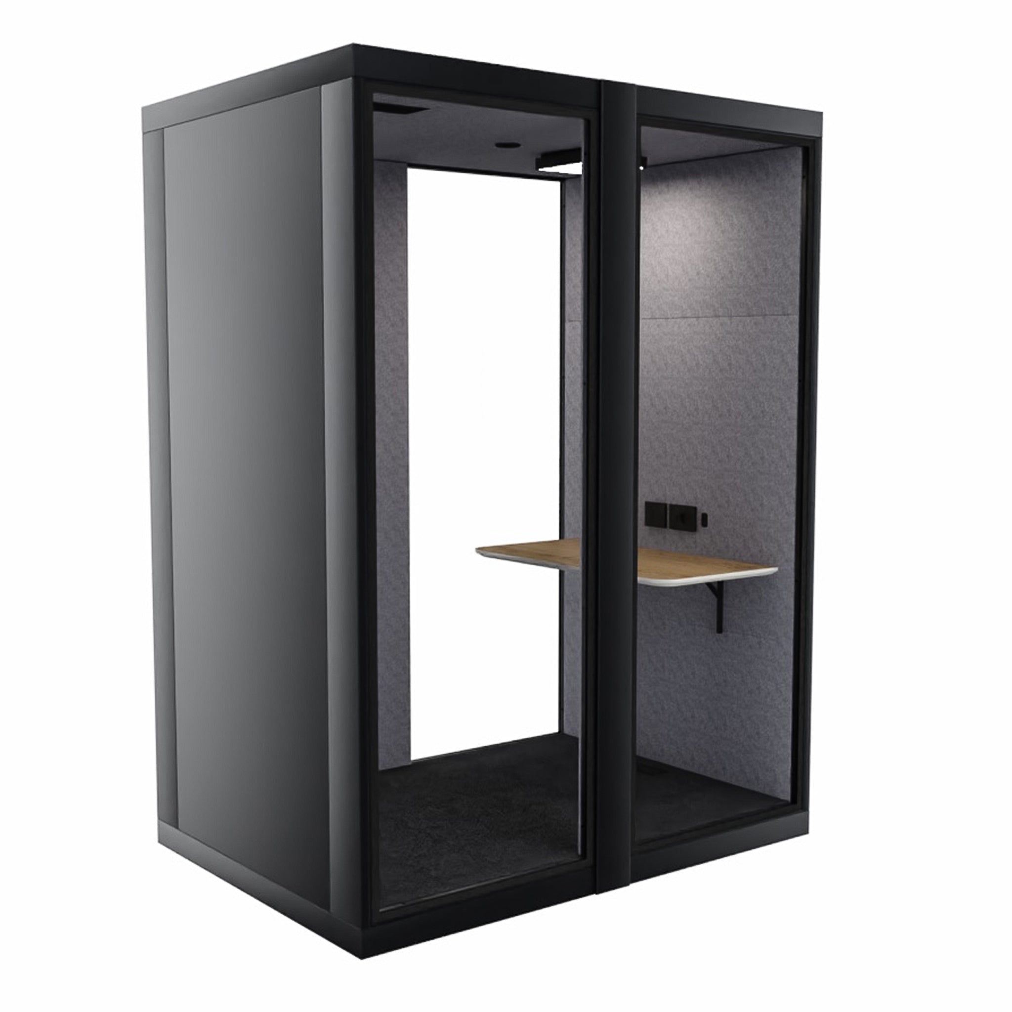 Akoestische-Werkplek-VOX201-Zwart-Voorraad-Model-tafelblad-75cm-Achterkant