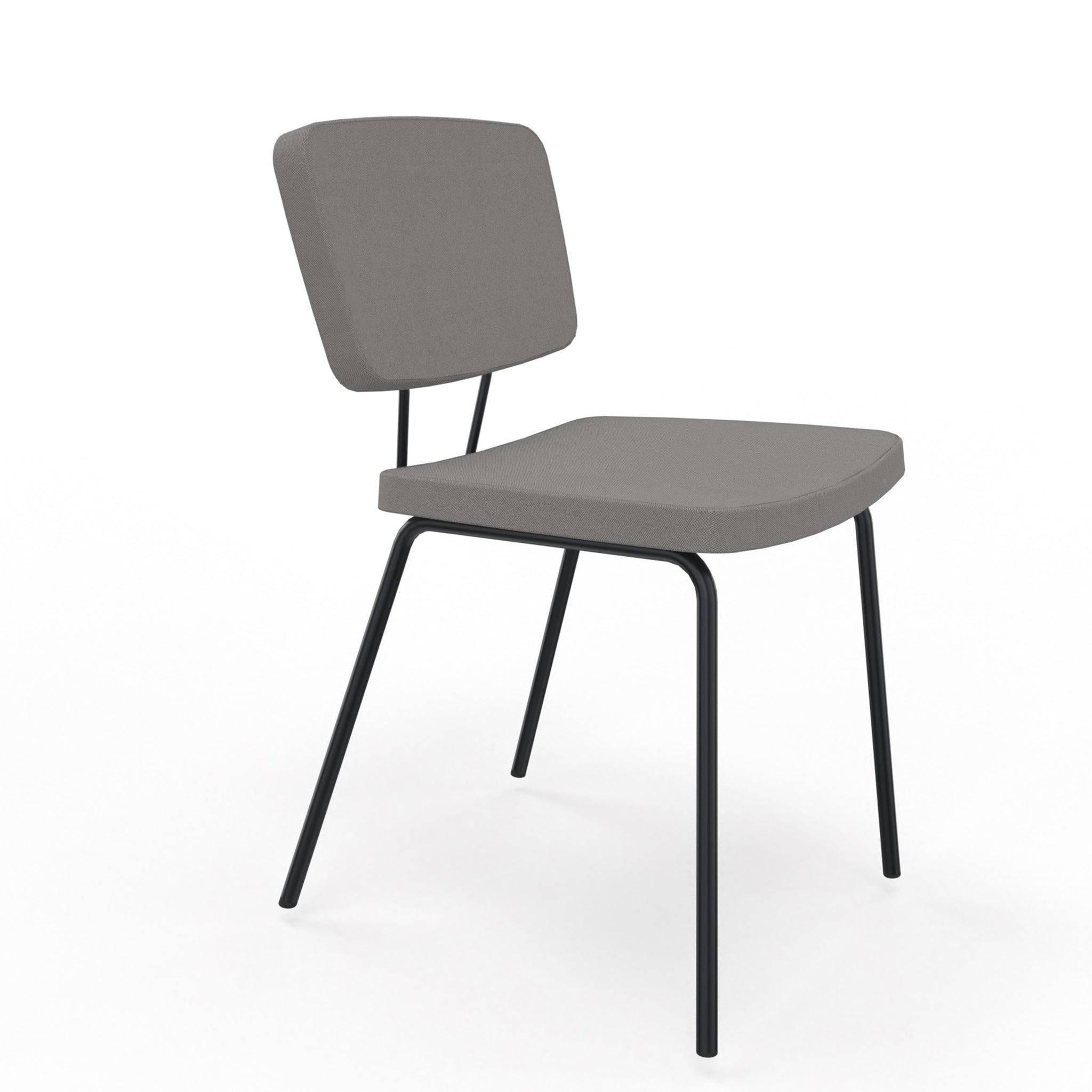 Kantinestoel, bezoekersstoel, vergaderstoel gestoffeerd zijaanzicht schuin