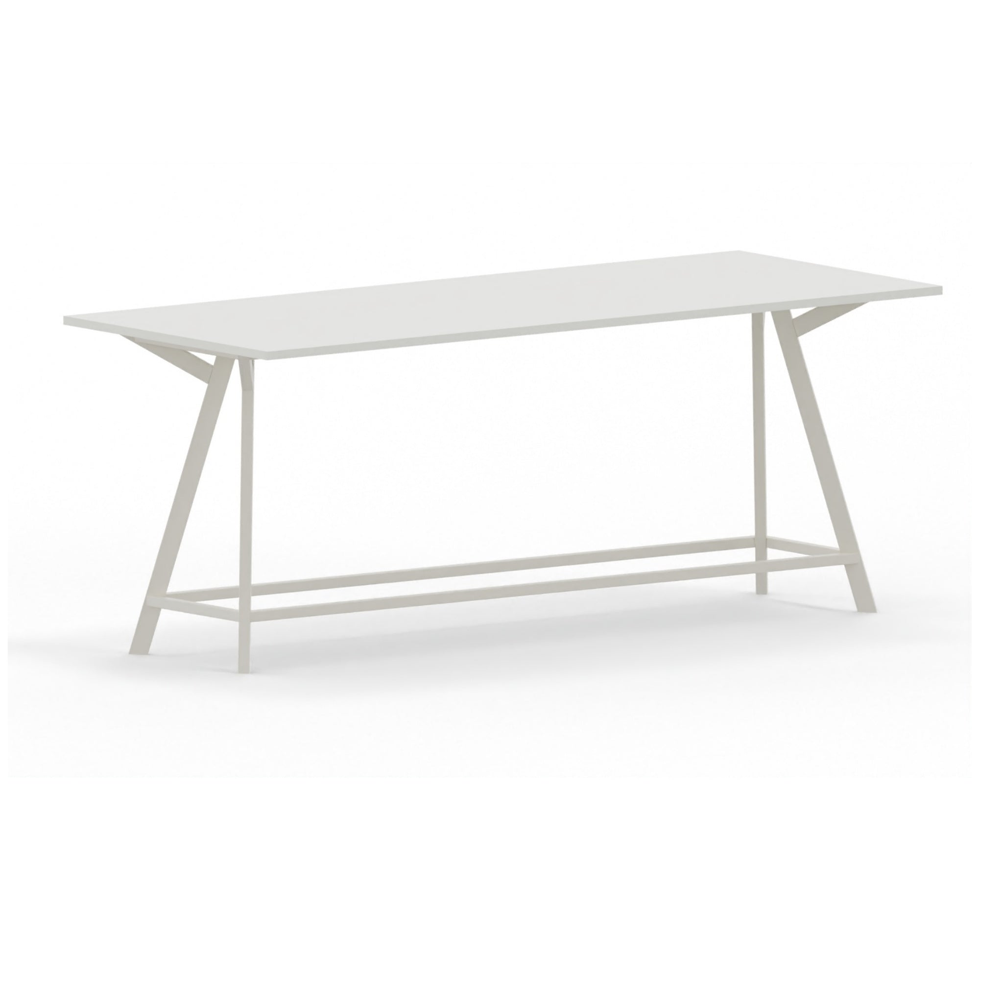 Hoge vergadertafel recht wit met wit blad