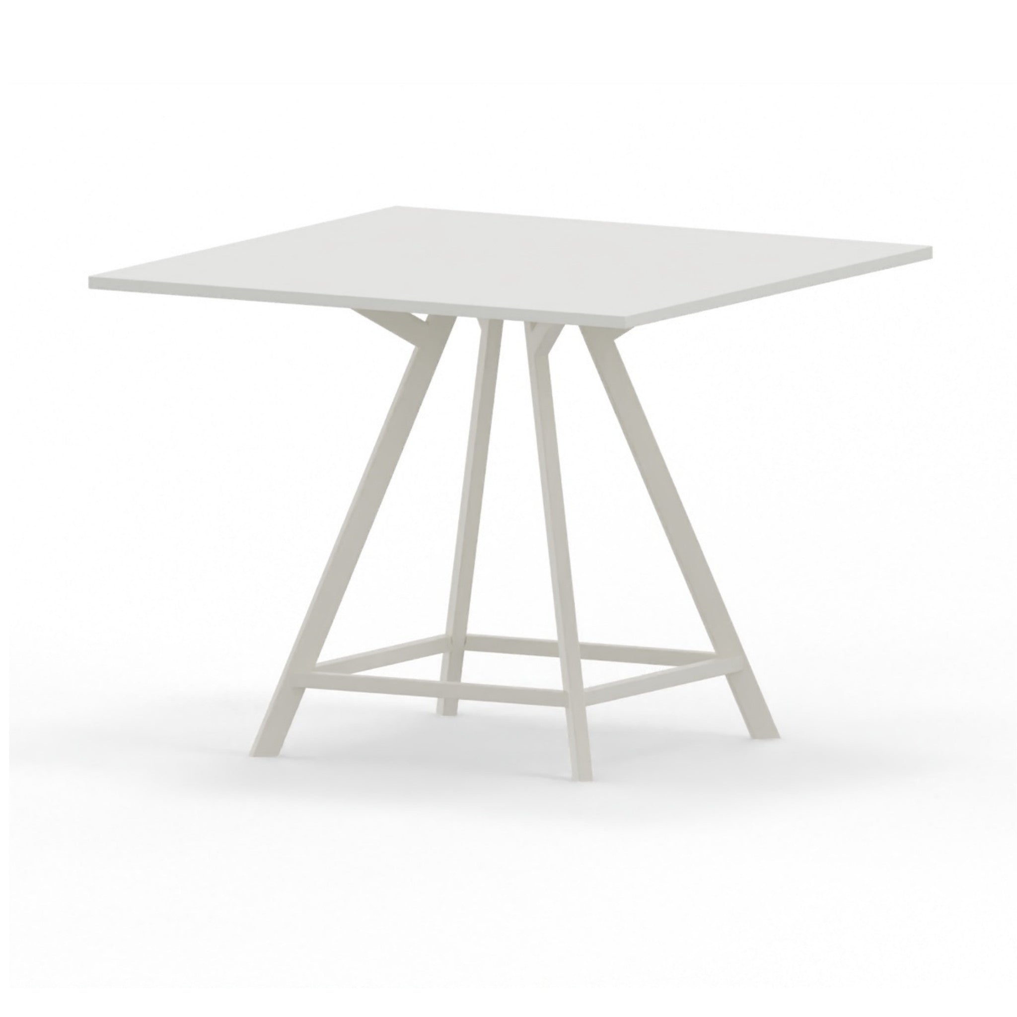 hoge vergadertafel vierkant witte poot met wit tafelblad