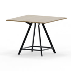 Hoge vergadertafel zwarte poot met houten blad