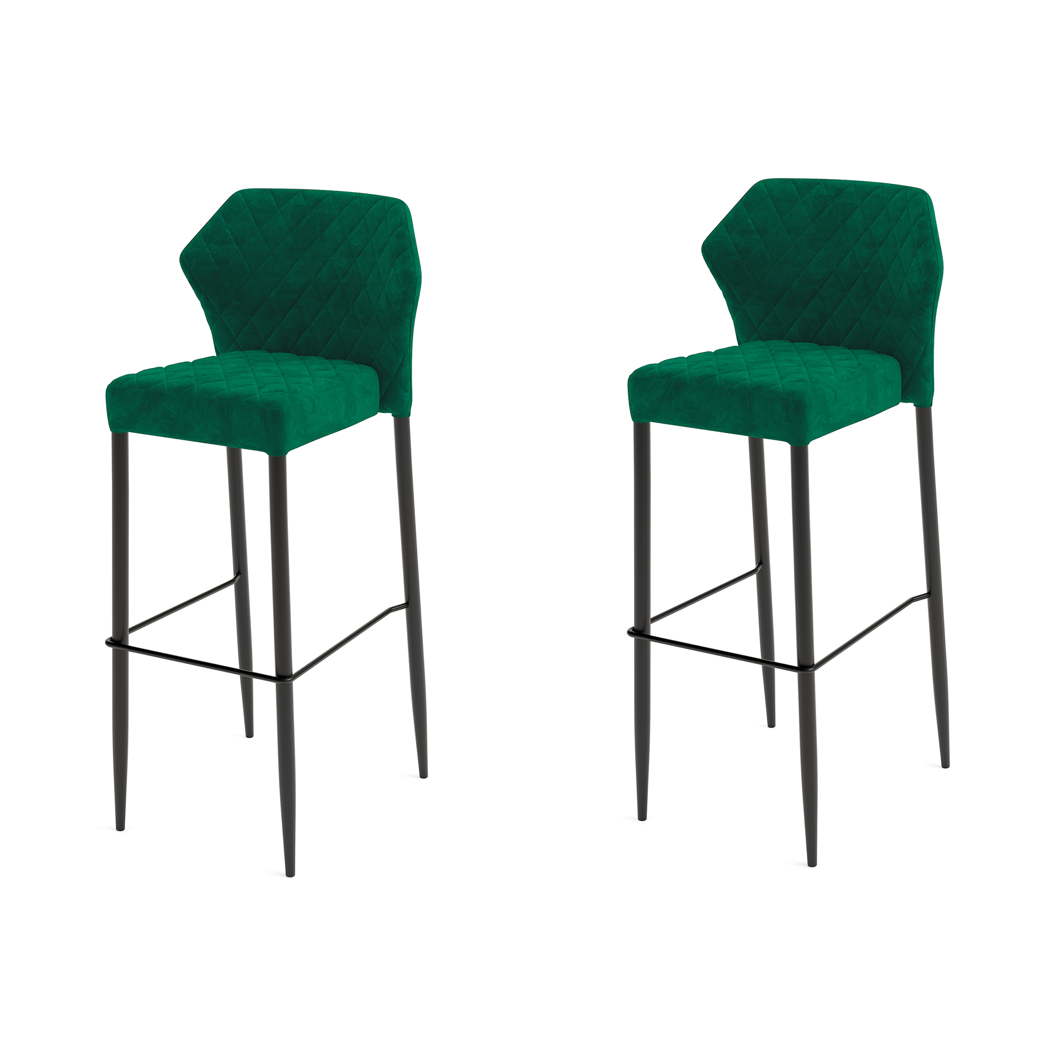 Louis Barkrukken Velours 2 stuks Groen