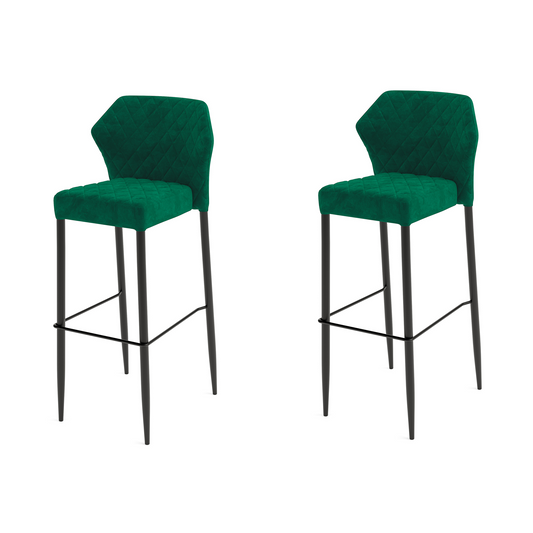 Louis Barkrukken Velours 2 stuks Groen