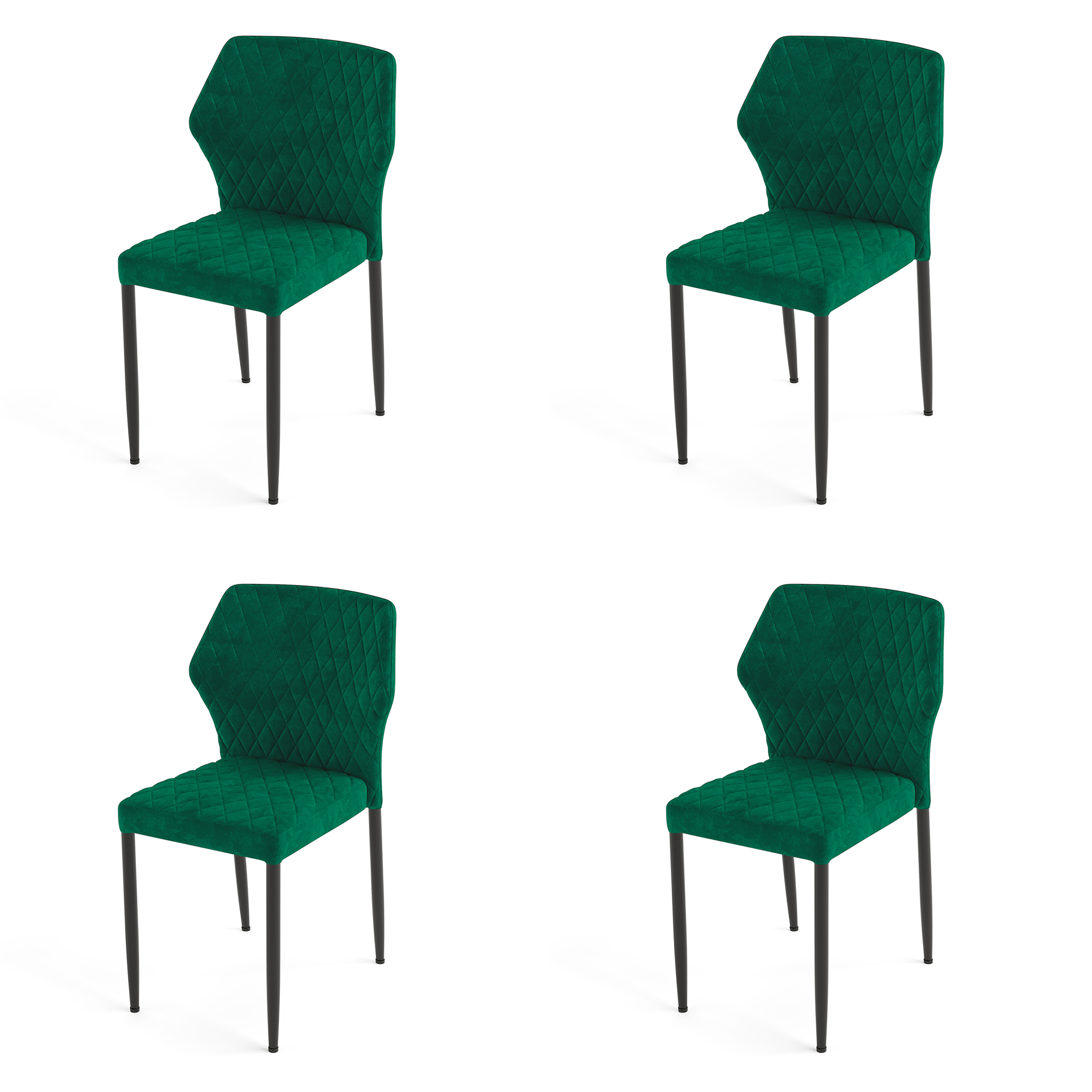 Louis Stoelen Fluweel 4 stuks Groen