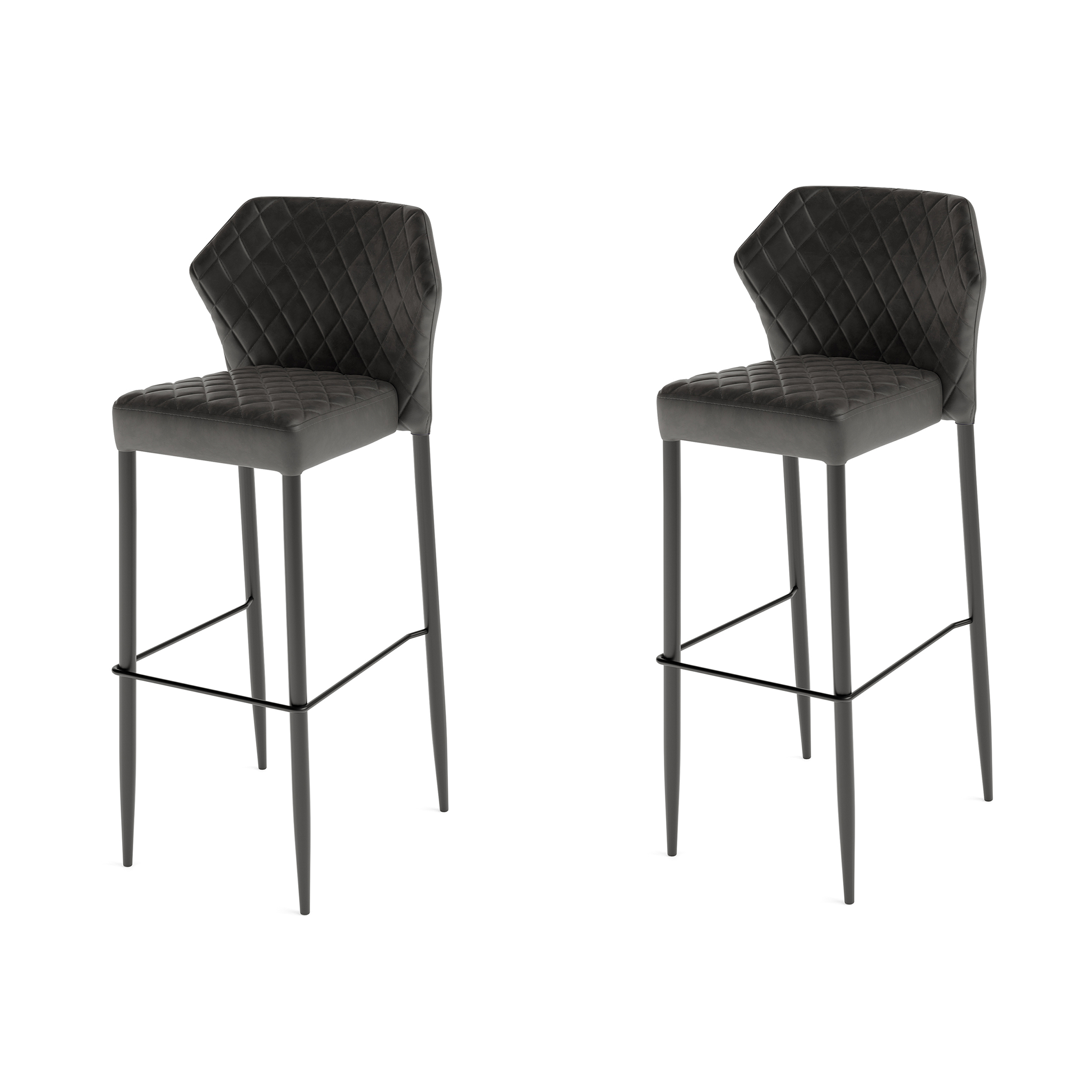 Louis Barkrukken set van 2 stuks Zwart Cognac