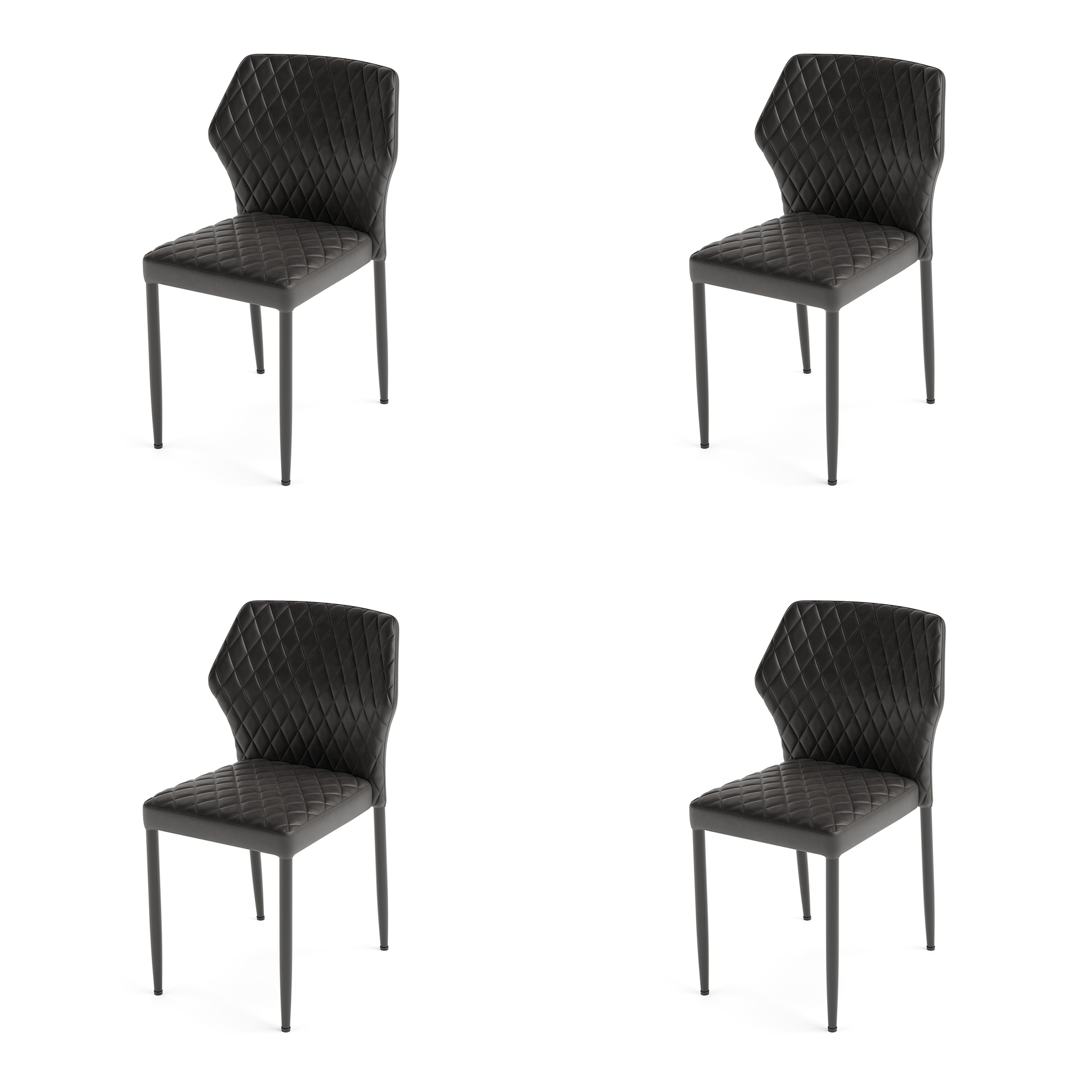 Louis Stapelstoel Kunstleer 4 stuks zwart