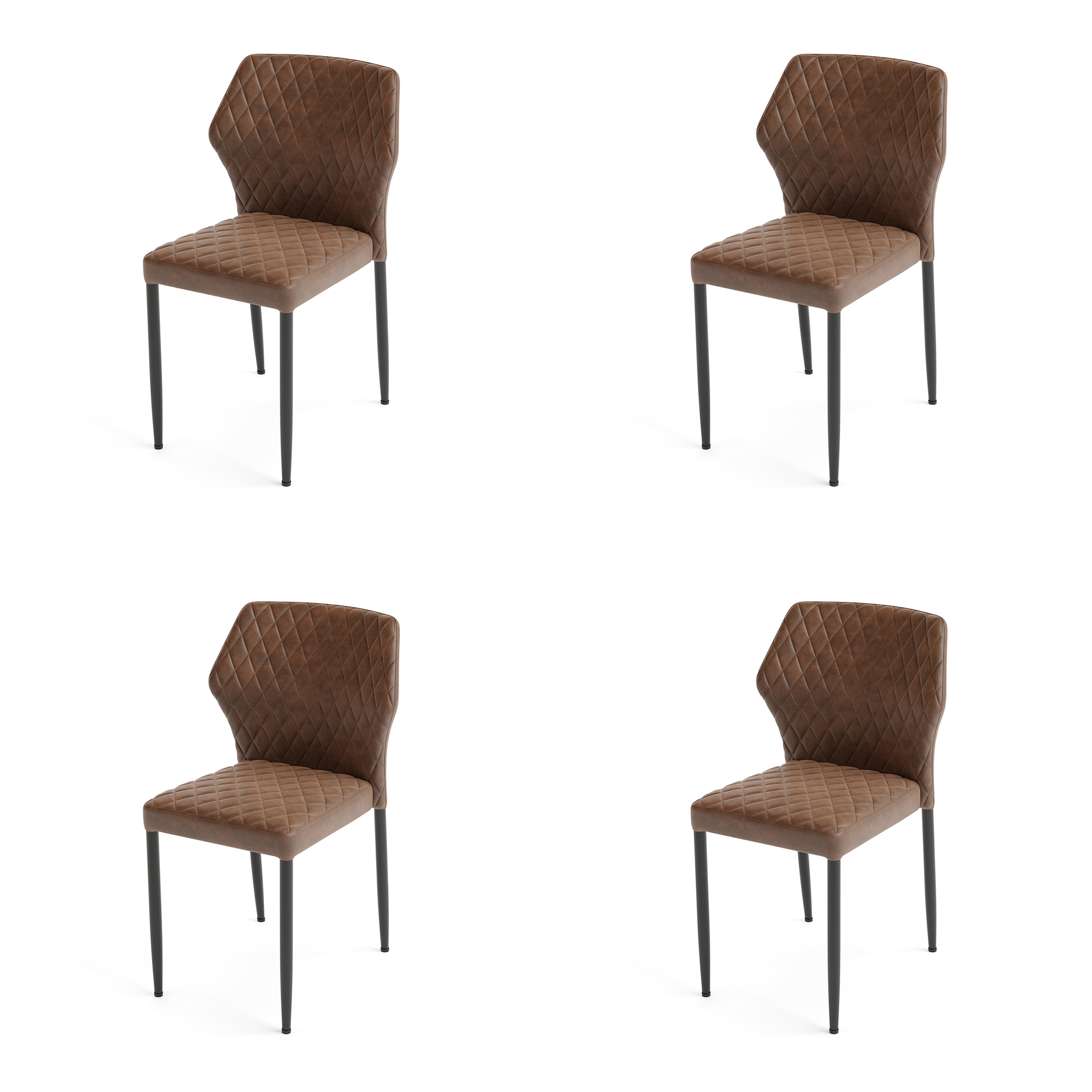 Louis Stapelstoel Kunstleer Set van 4 Stuks Cognac of Zwart