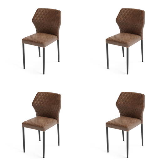 Louis Stapelstoel Kunstleer Set van 4 Stuks Cognac of Zwart