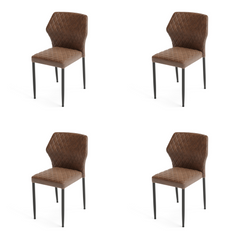 Louis Stapelstoel Kunstleer Set van 4 Stuks Cognac of Zwart