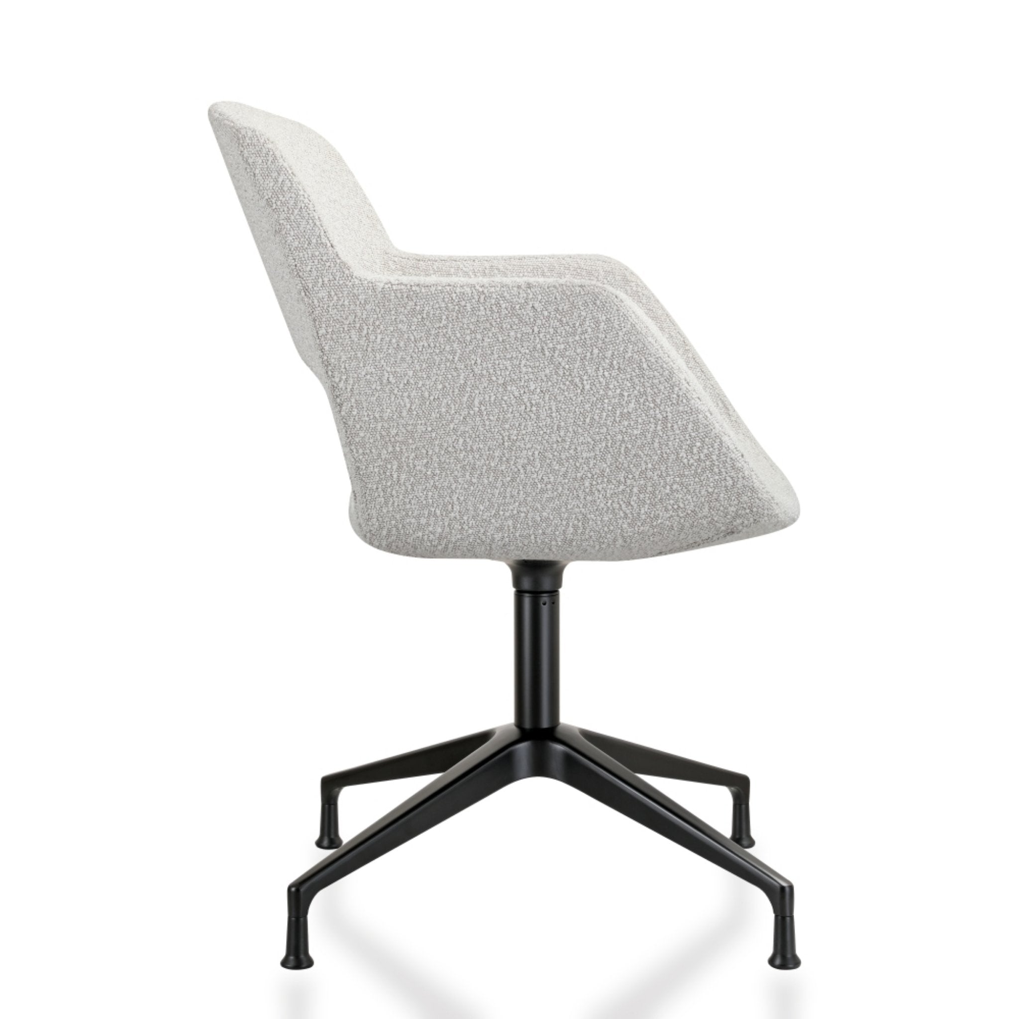 Vergaderstoel cloud spinpoot creme wit zijkant