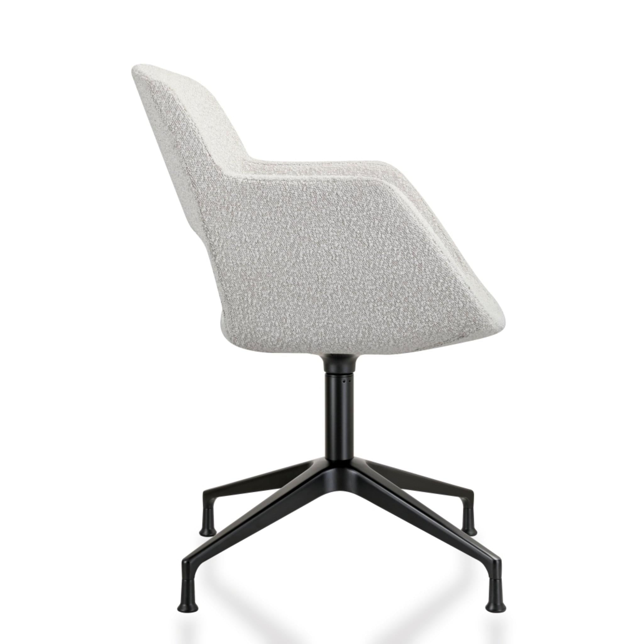 Vergaderstoel cloud spinpoot creme wit zijkant
