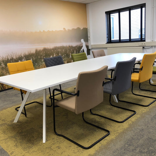 Vergadertafel recht Huislijn Bridge 75cm wit