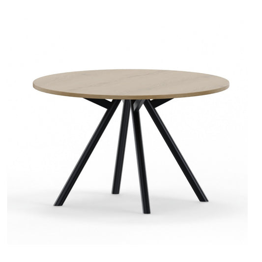 Vergadertafel Rond Zwart met houten tafelblad