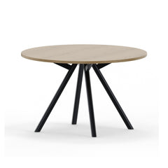 Vergadertafel Rond Zwart met houten tafelblad