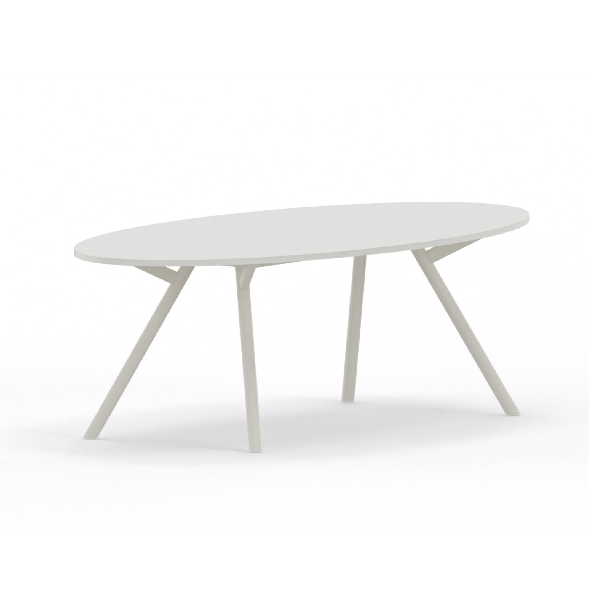 Vergadertafel ellipsvorm witte poot wit blad