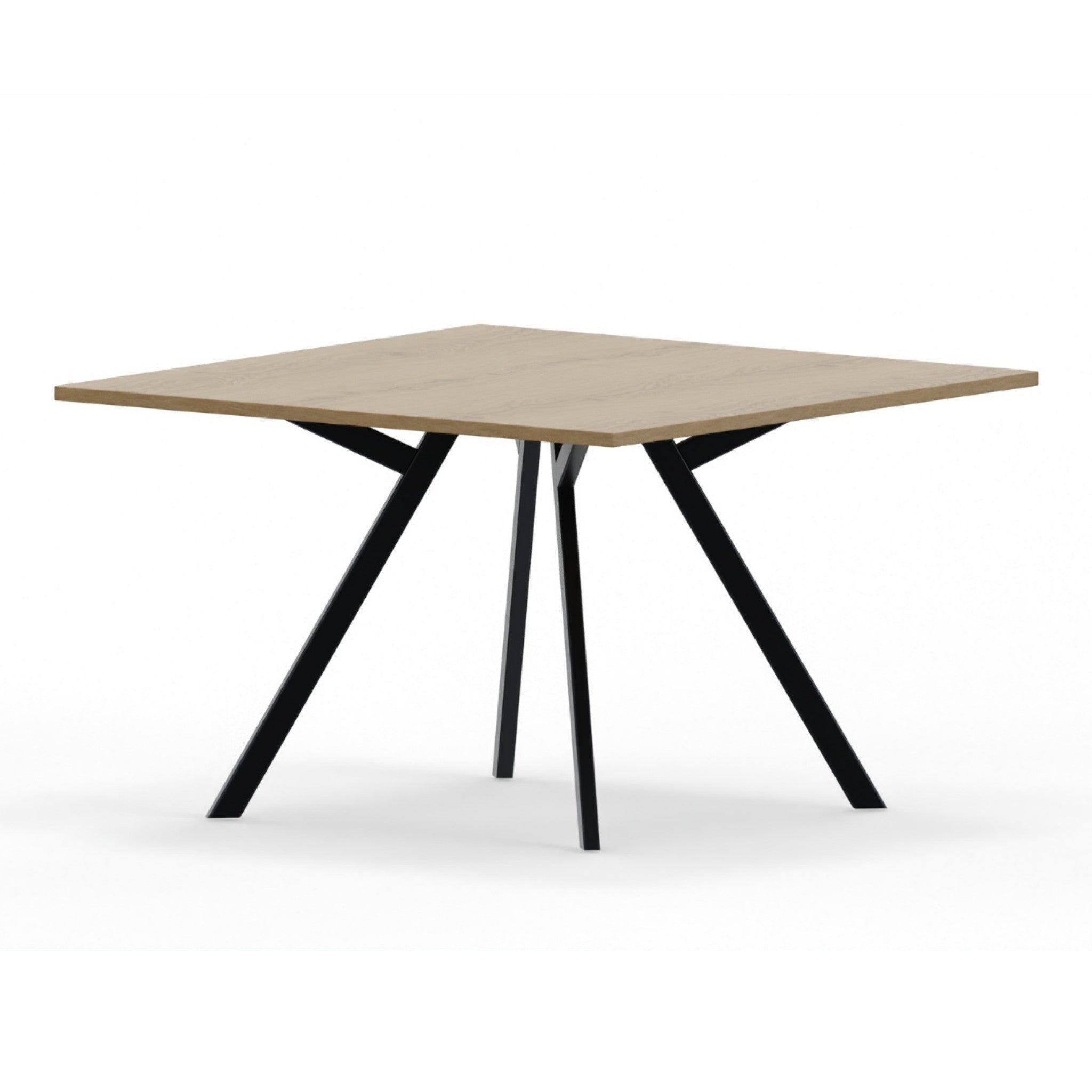 Vergadertafel vierkant zwart met houten blad