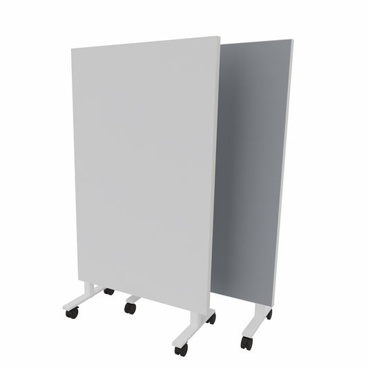Akoestisch whiteboard volledig verrijdbaar.