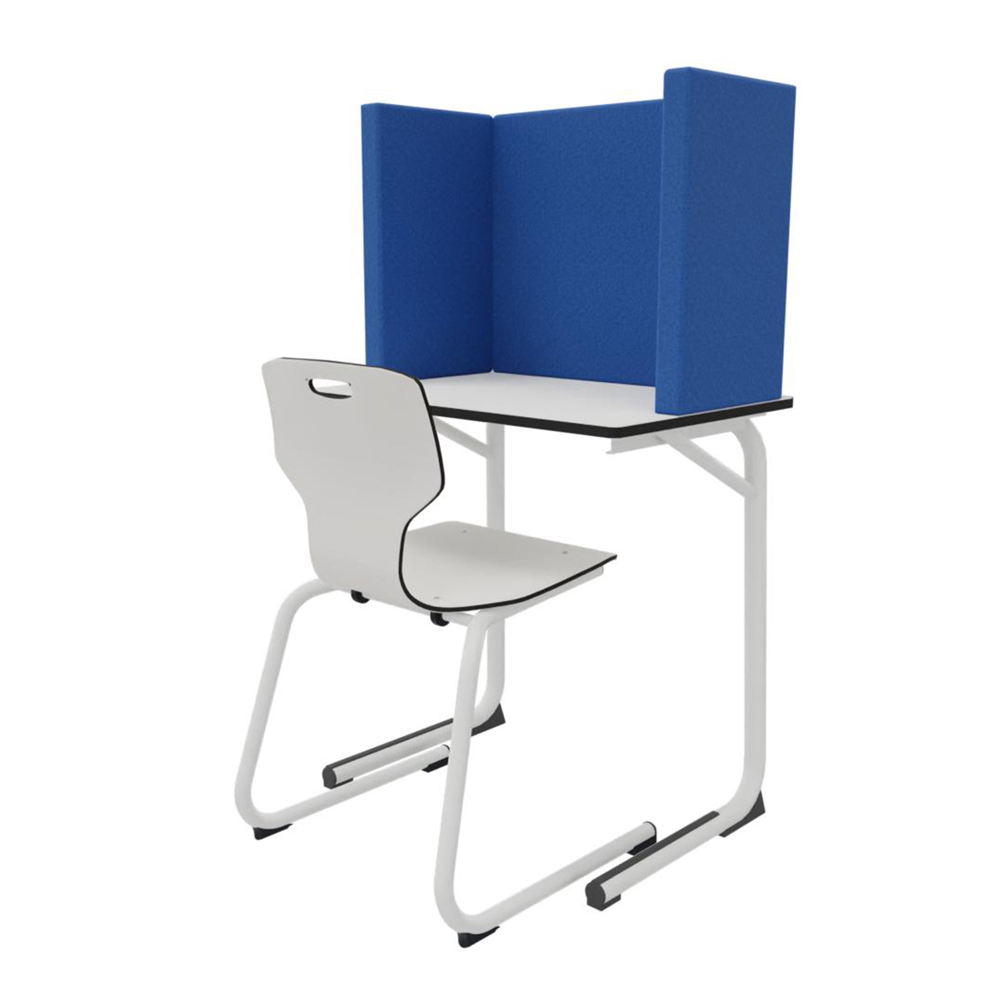 Concentratiescherm blauw voor op een leerling tafel.