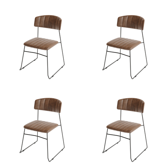 Stoel Mundo Kunstleer bruin set van 4 stuks