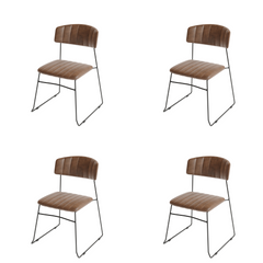Stoel Mundo Kunstleer bruin set van 4 stuks