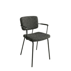 Stoel met armleuningen met zwart frame en zwarte stof