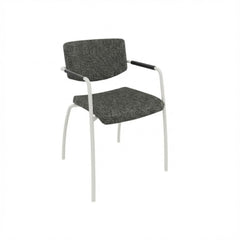 Stoel 4 poots frame met armleggers, wit frame met blauwe zwarte.