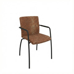 Vergaderstoel Eden met zwart 4-poots frame met bruine stoffering op zitting en rugleuning.