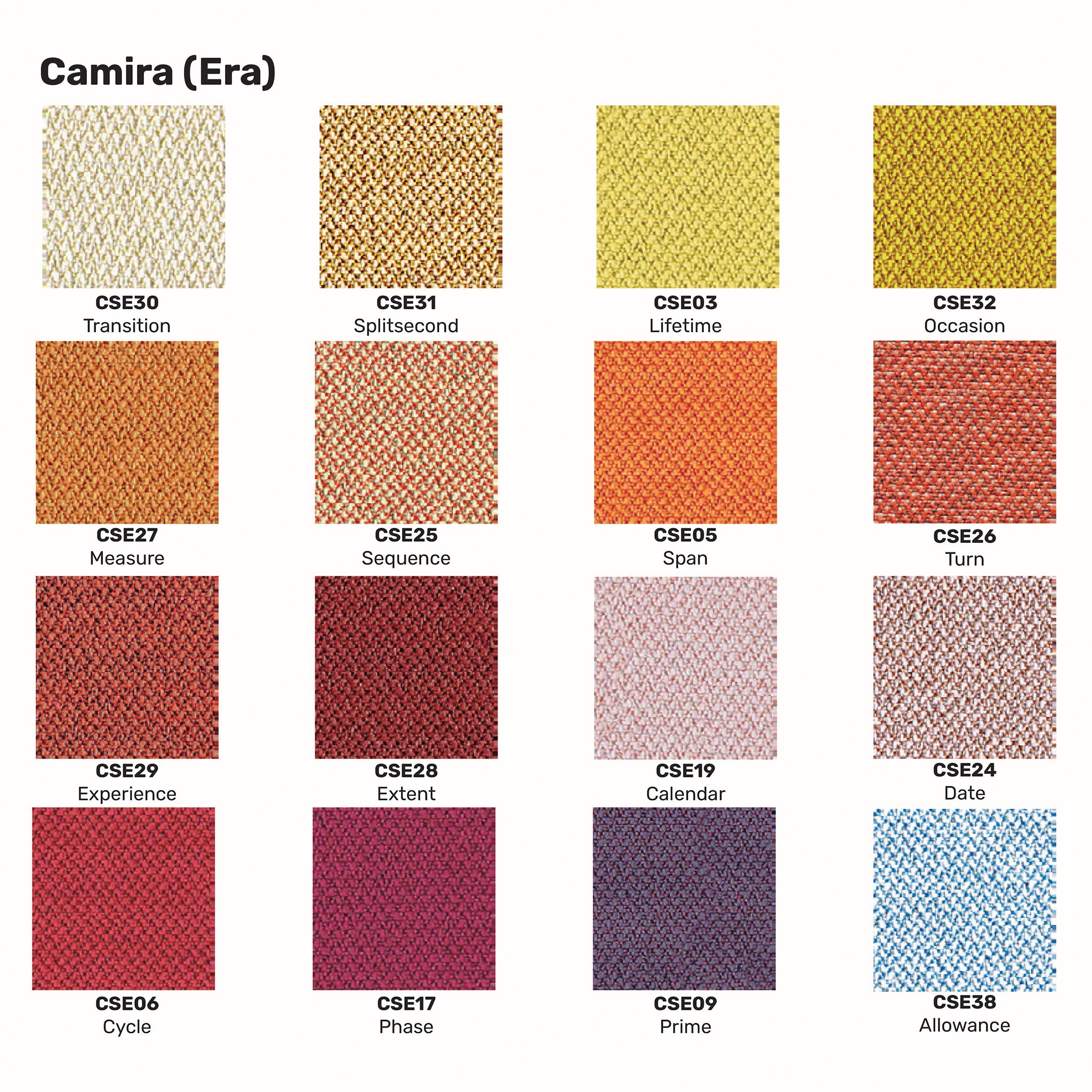 Camira Era stoffenkaart 