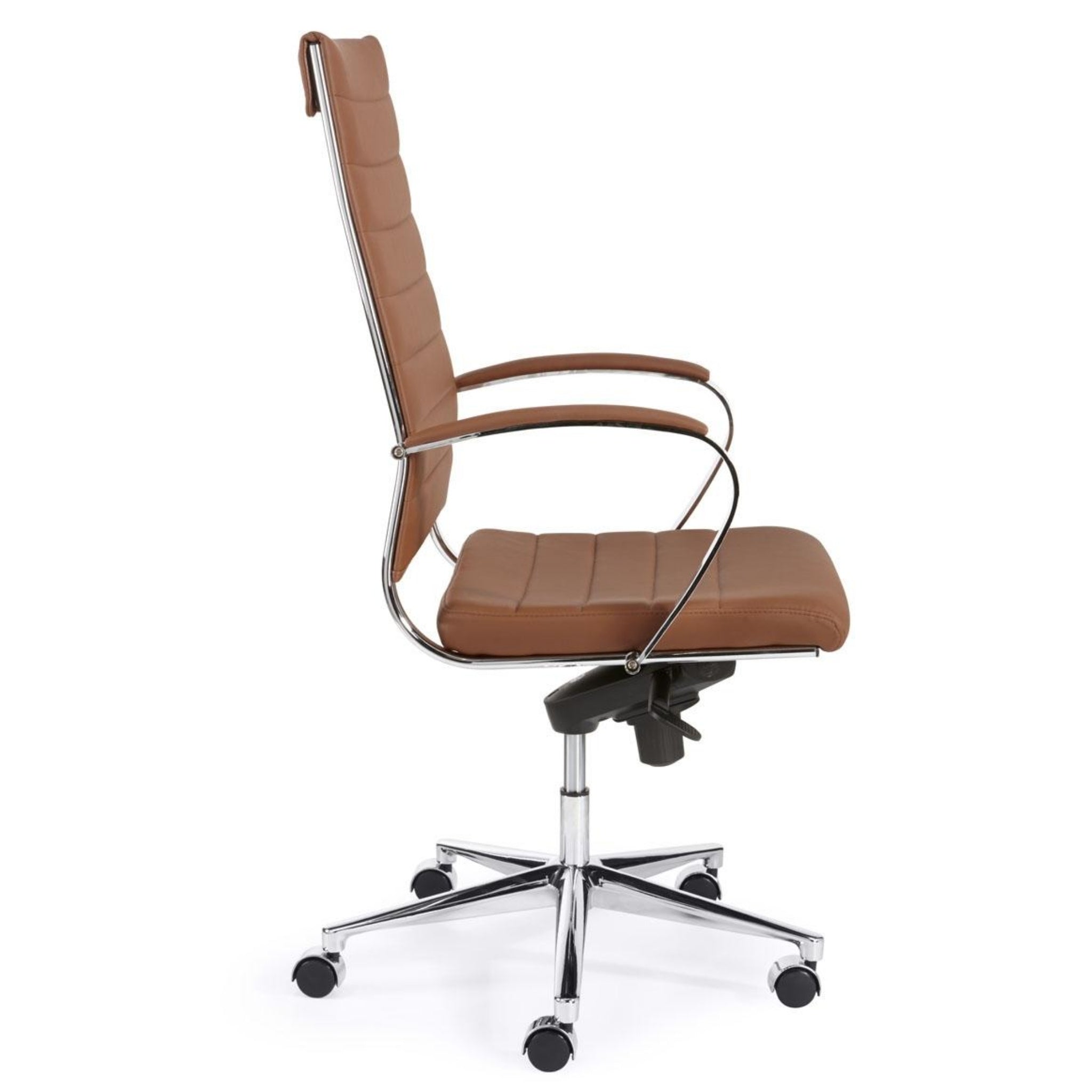 Design vergaderstoel hoge rug bruin chrome