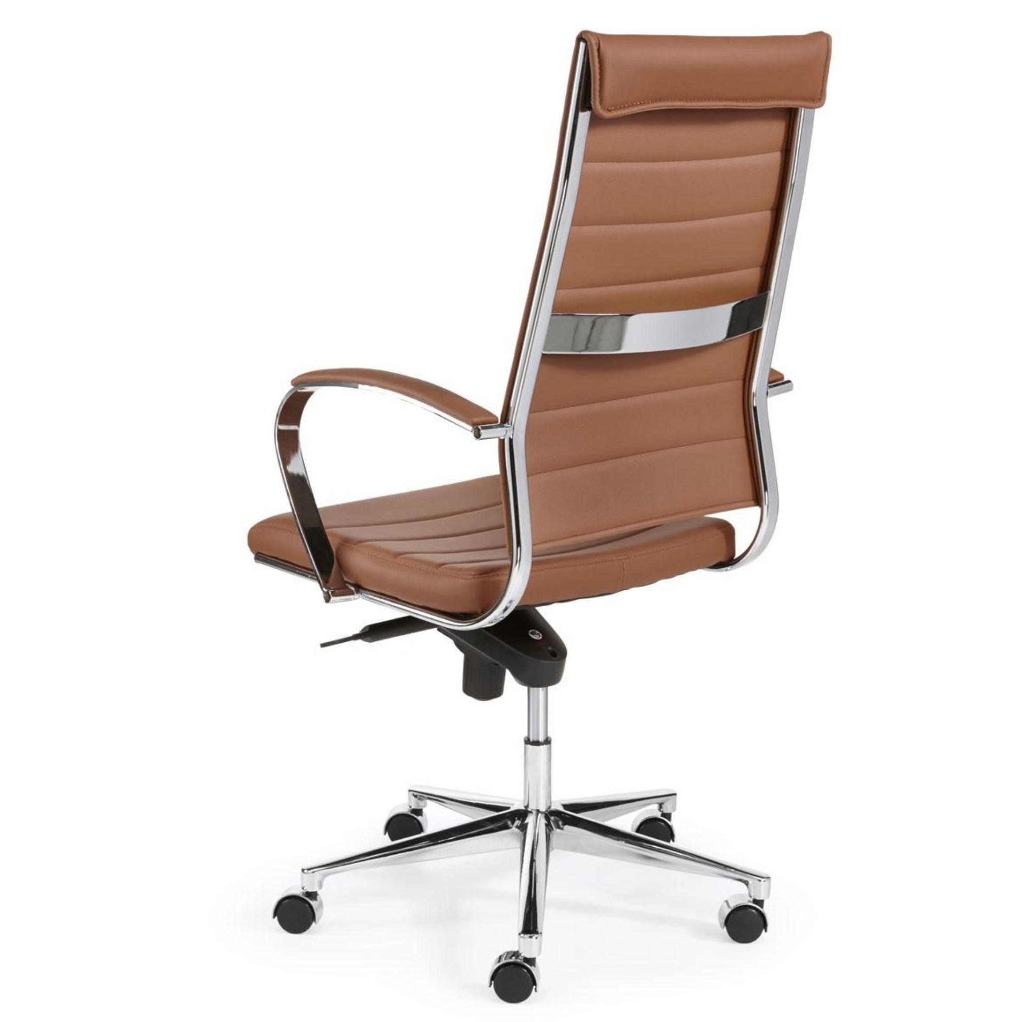 Design vergaderstoel hoge rug bruin chrome
