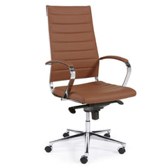 Design vergaderstoel hoge rug bruin chrome