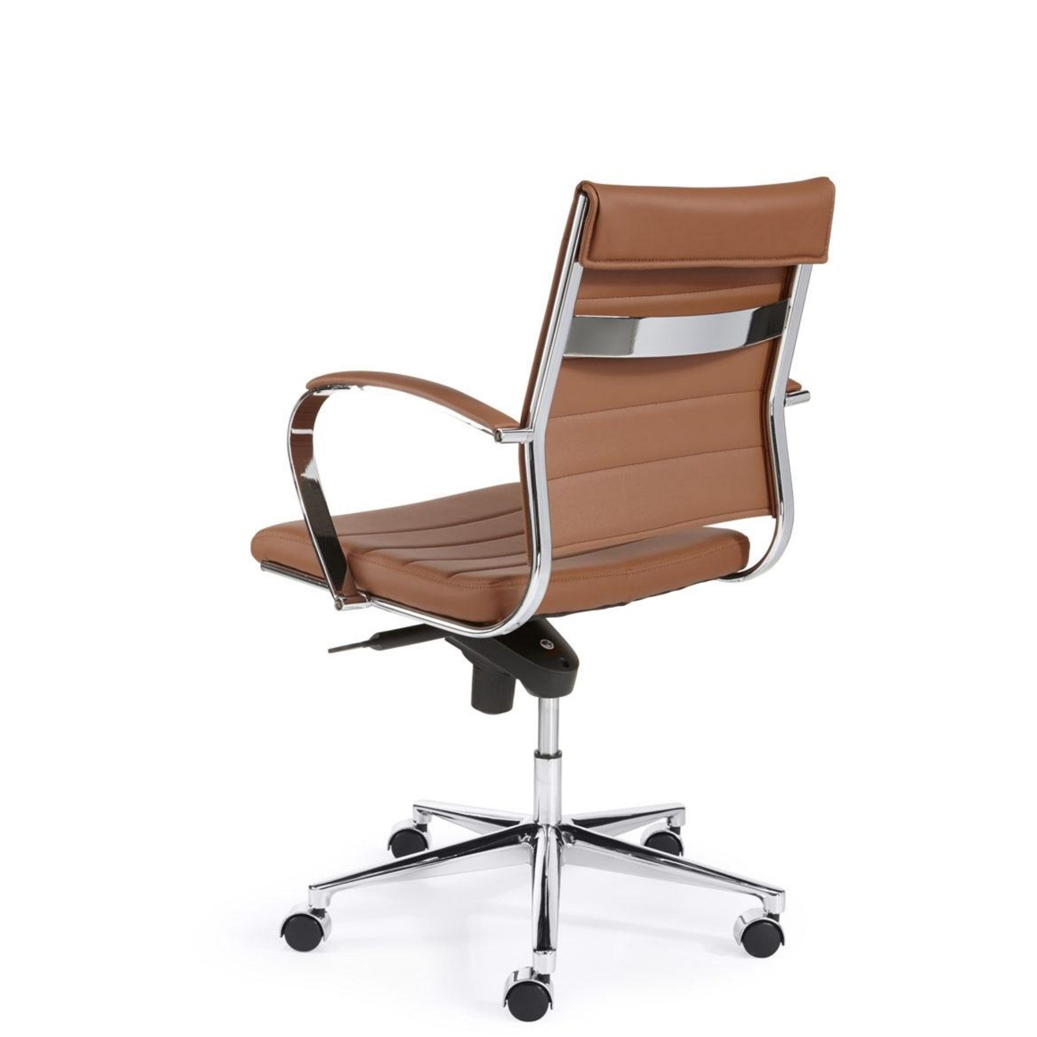 Design vergaderstoel lage rug bruin chrome