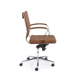 Design vergaderstoel lage rug bruin chrome