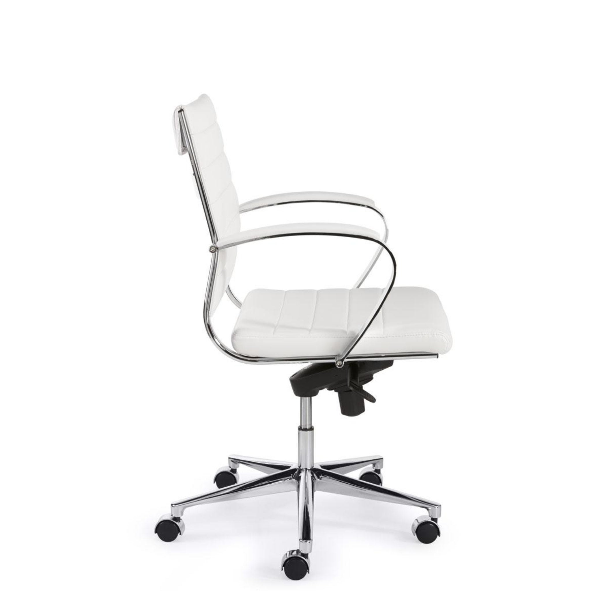 Design vergaderstoel lage rug wit chrome