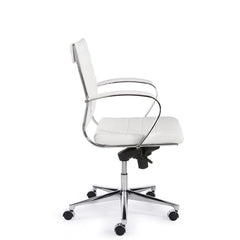 Design vergaderstoel lage rug wit chrome