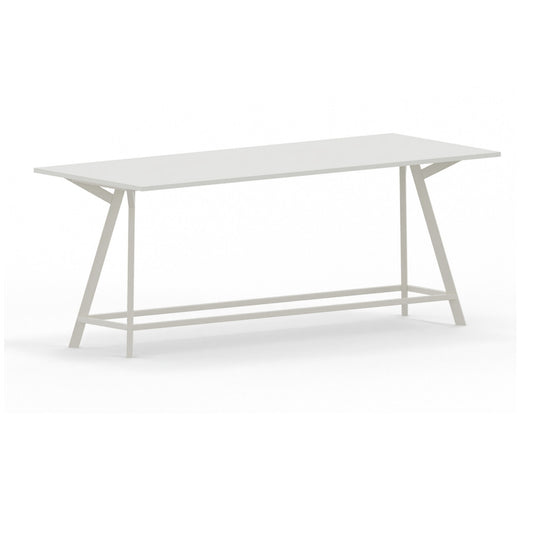 Hoge vergadertafel recht wit met wit blad