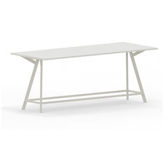 Hoge vergadertafel recht wit met wit blad