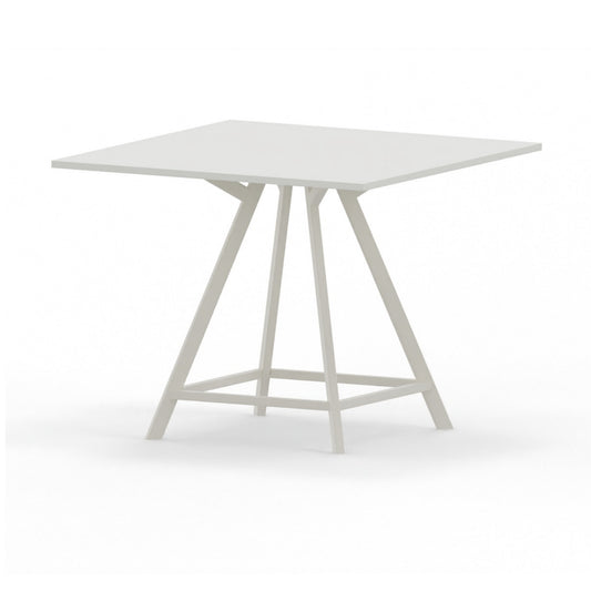 hoge vergadertafel vierkant witte poot met wit tafelblad