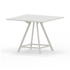 hoge vergadertafel vierkant witte poot met wit tafelblad