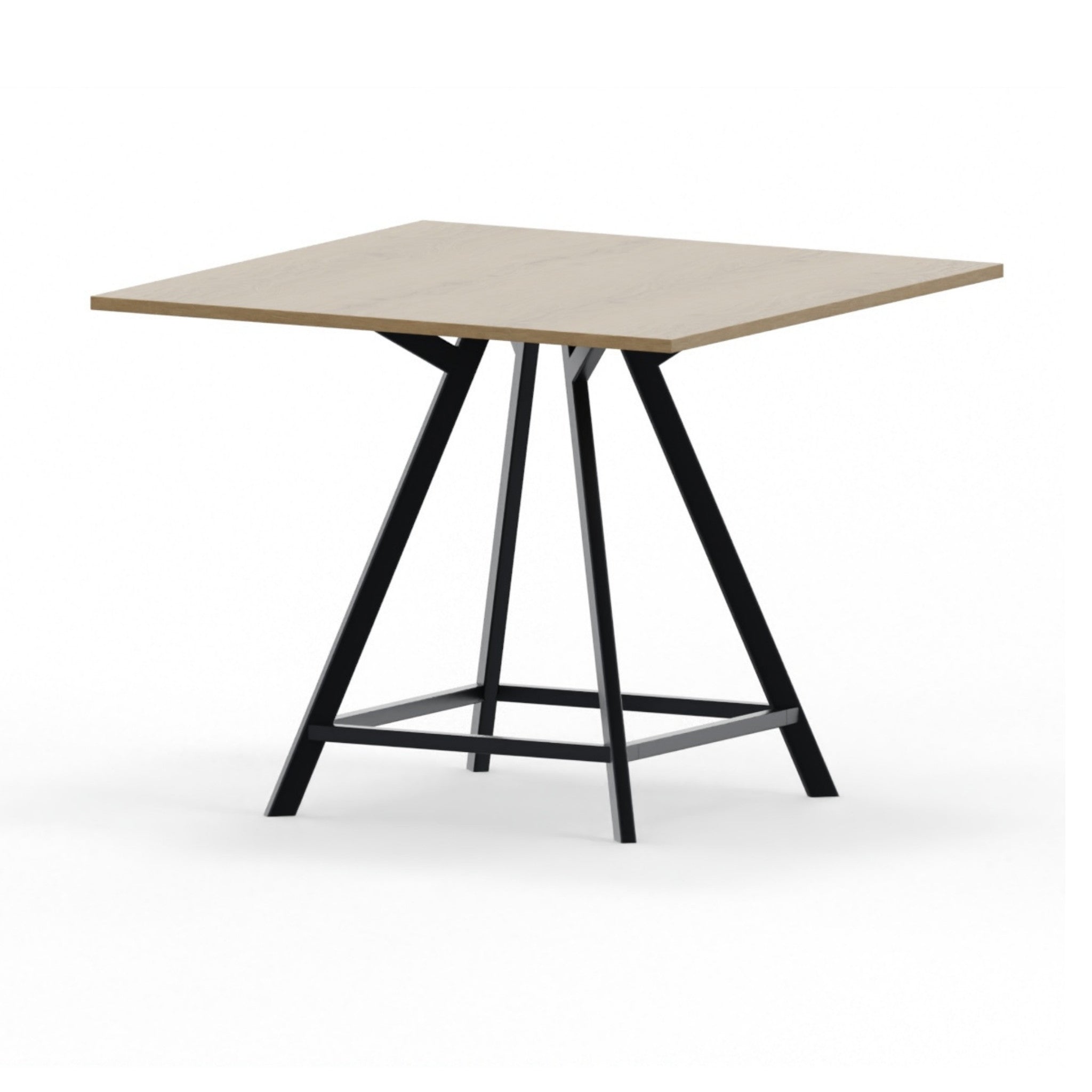 Hoge vergadertafel zwarte poot met houten blad 