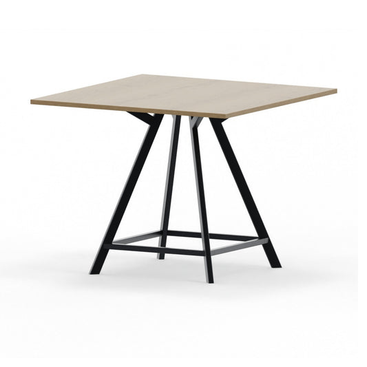 Hoge vergadertafel zwarte poot met houten blad 