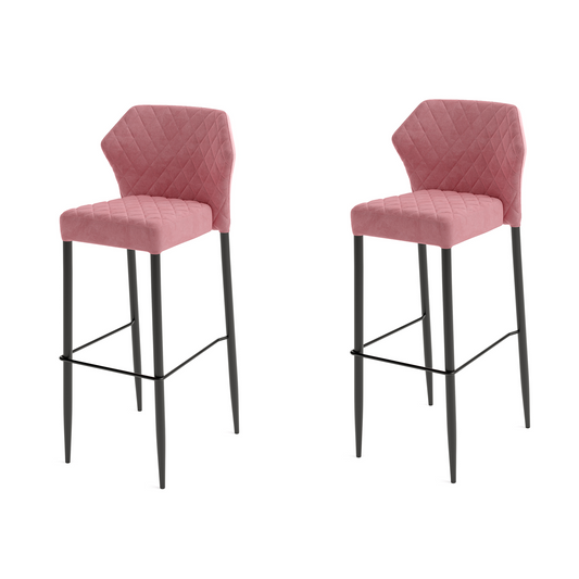 Louis Barkrukken Velours 2 stuks Roze