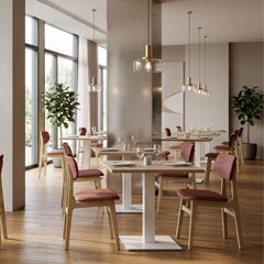 Oslo stoel beukenhouten gestoffeerde vergaderstoel in horeca
