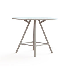 110cm hoge vergadertafel rond blad, ronde poten, Huislijn Bridge