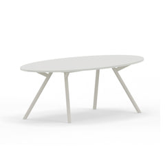 Vergadertafel ellipsvorm witte poot wit blad