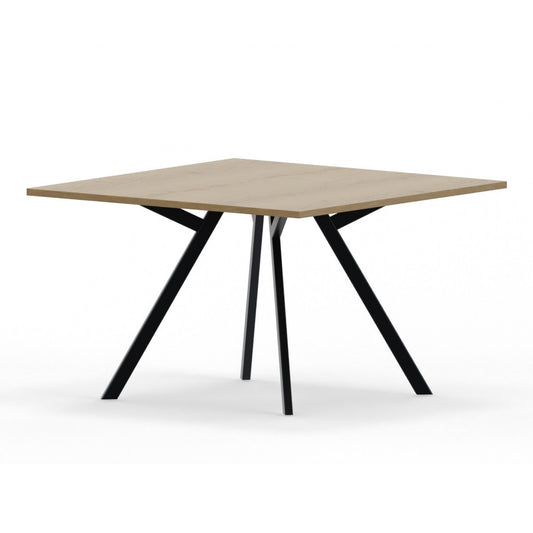 Vergadertafel vierkant zwart met houten blad