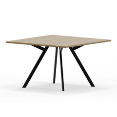 Vergadertafel vierkant zwart met houten blad