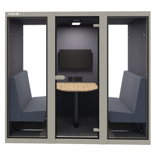 Vooraanzicht 4 persoons vox vergaderbox grijs